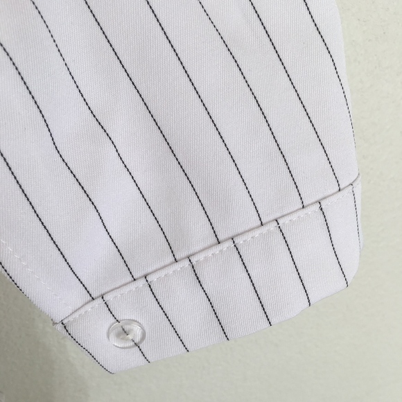 Yes Baby Off Shoulder Top White Pinstriped Blouse - Picture 3 of 6